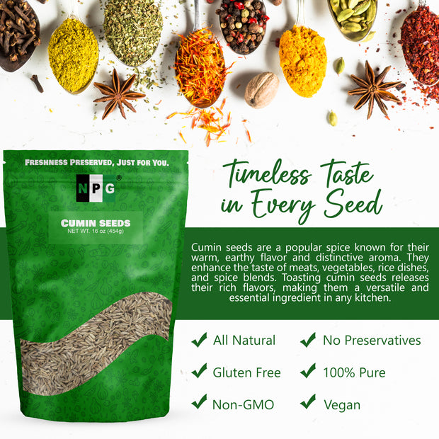 NPG Whole Cumin Seeds 16 Oz