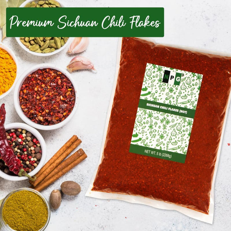 NPG Authentic Sichuan Chili Flakes 5 LB Bulk Extra Hot