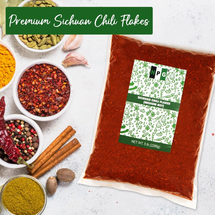 NPG Authentic Sichuan Chili Flakes 5 LB Bulk Medium Hot
