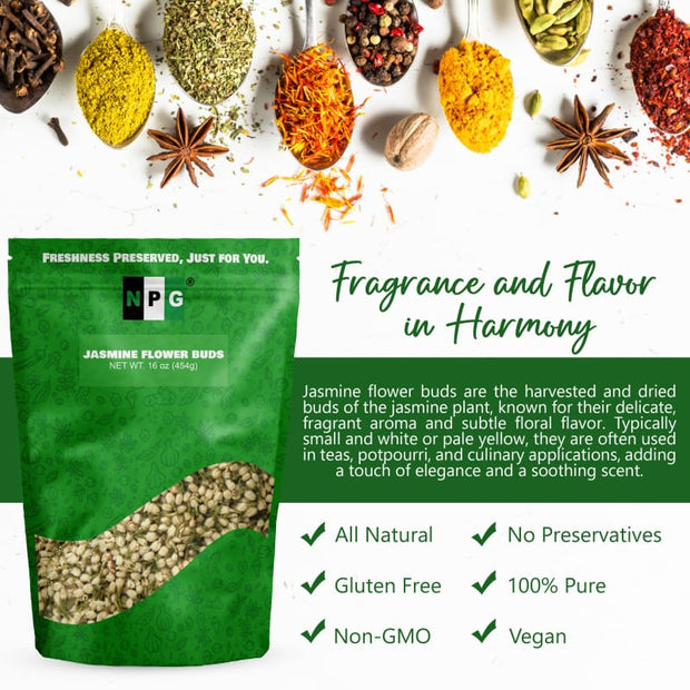 NPG Dried Jasmine Flowers Herbal Tea 16 Oz
