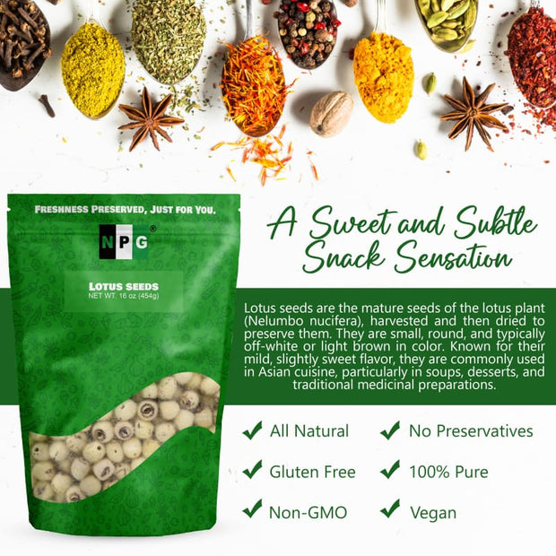 NPG Dried Lotus Seeds 16 Oz