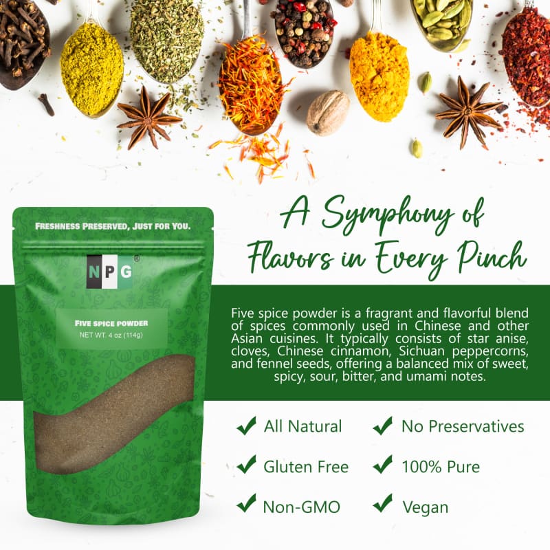 NPG Five Spices Powder 4 Oz - Chinese Five Spice Seasoning – Natural ...