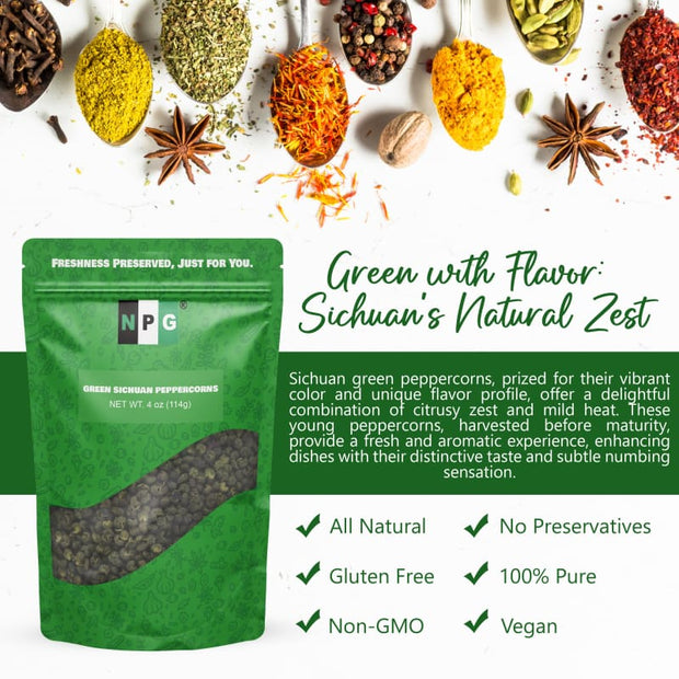 NPG Green Sichuan Peppercorns Whole 4 Oz