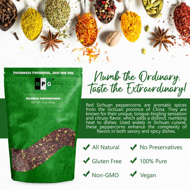 NPG Szechuan Red Peppercorns Whole 16 Oz